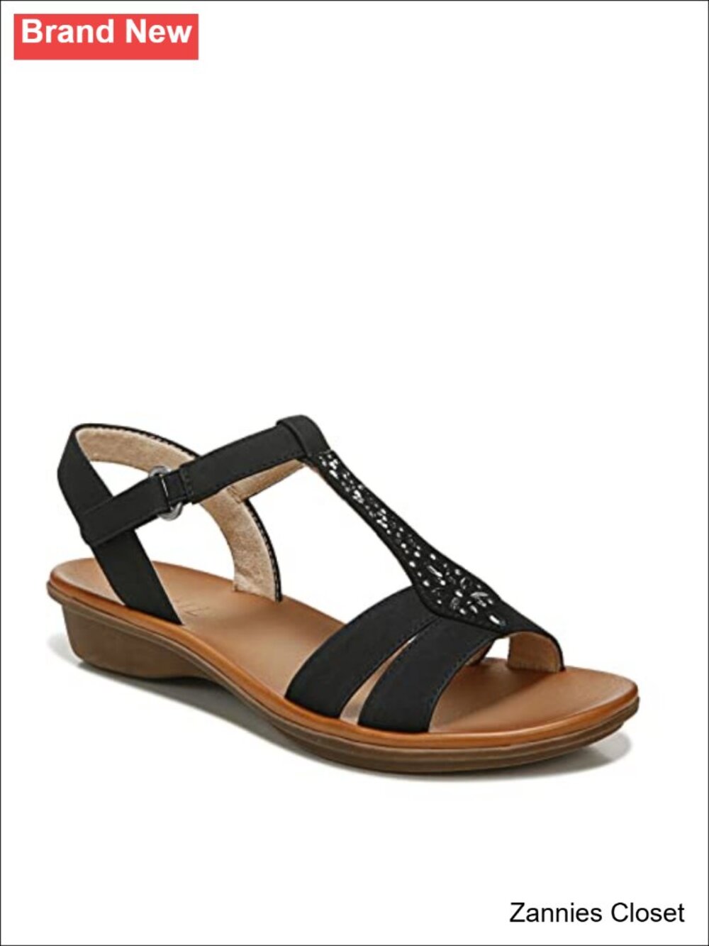 ✨ Naturalizer Strappy Rhinestone Flat Sandals Open Toe Slingback Comfort